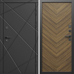 Входная дверь Termo-Door Лучи Блэк - Плаза Елочка Орех