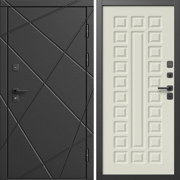 Входная дверь Termo-Door Лучи Блэк - Престиж бежевый матовый