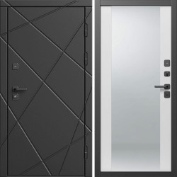 Входная дверь Termo-Door Лучи Блэк - Зеркало белый софт