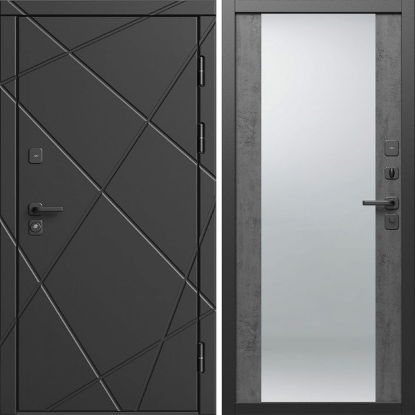 Входная дверь Termo-Door Лучи Блэк - Зеркало бетон темный