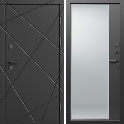 Входная дверь Termo-Door Лучи Блэк - Зеркало Фацет Черный кварц