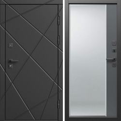 Входная дверь Termo-Door Лучи Блэк - Зеркало Фацет Grey софт