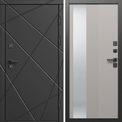 Входная дверь Termo-Door Лучи Блэк - Зеркало Люмис Капучино