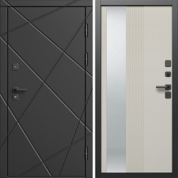 Входная дверь Termo-Door Лучи Блэк - Зеркало Люмис Соновая Кость