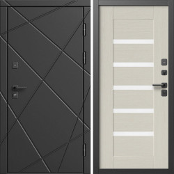 Входная дверь Termo-Door Лучи Блэк - Зеркало Триумф Царга лиственница 4500 / 5500