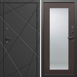 Входная дверь Termo-Door Лучи Блэк - Зеркало Триумф венге