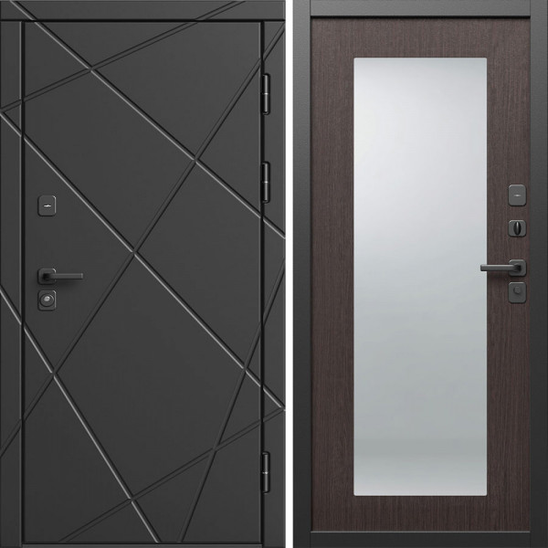 Входная дверь Termo-Door Лучи Блэк - Зеркало Триумф венге