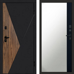 Входная дверь Termo-Door Матрикс Ультра - Зеркало Фацет Черный кварц+тонировка серая