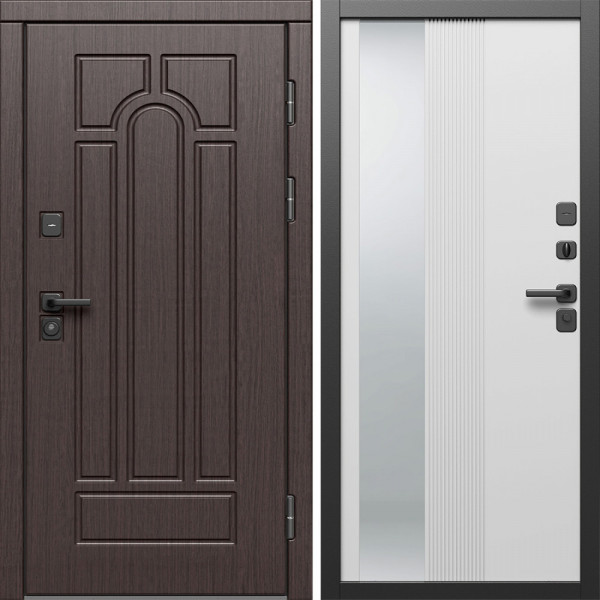 Входная дверь Termo-Door Модена Венге - Зеркало Люмис Белый Софт