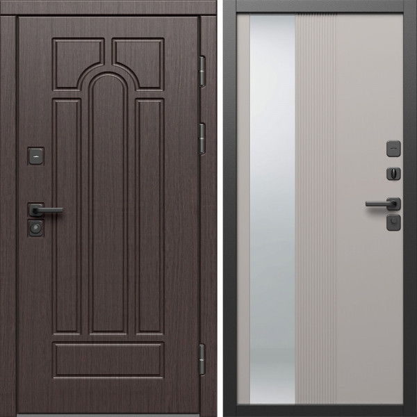 Входная дверь Termo-Door Модена Венге - Зеркало Люмис Капучино
