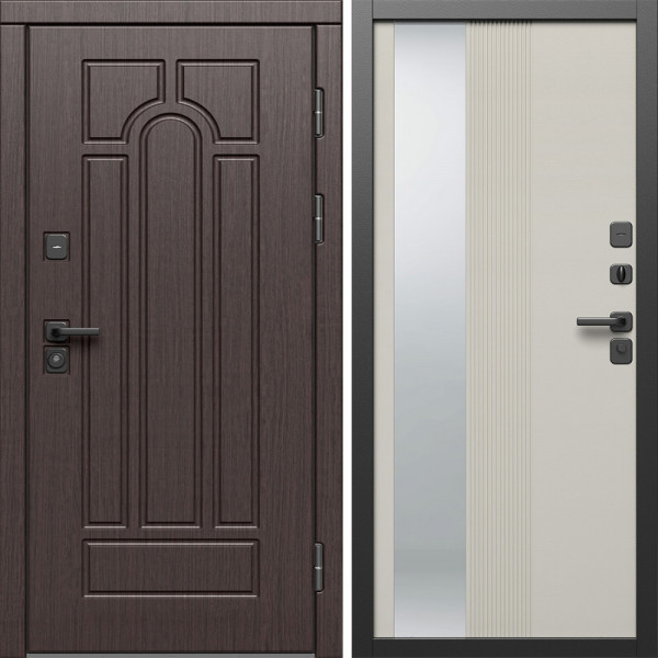 Входная дверь Termo-Door Модена Венге - Зеркало Люмис Соновая Кость