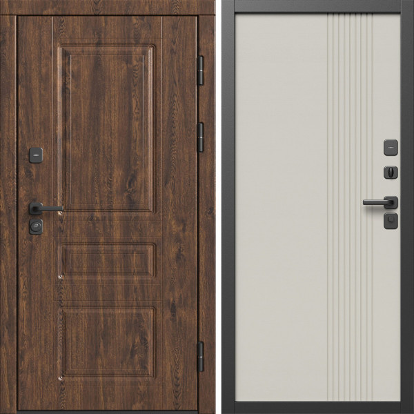 Входная дверь Termo-Door Орегон Дуб - Страйп Слоновая Кость
