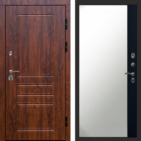 Входная дверь Termo-Door Орегон Дуб - Зеркало Фацет Черный кварц