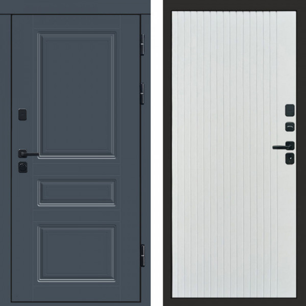 Входная дверь Termo-Door Орегон Графит - Flat Белый софт