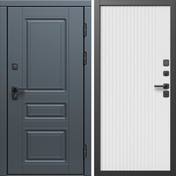 Входная дверь Termo-Door Орегон Графит - Флэт Белый софт
