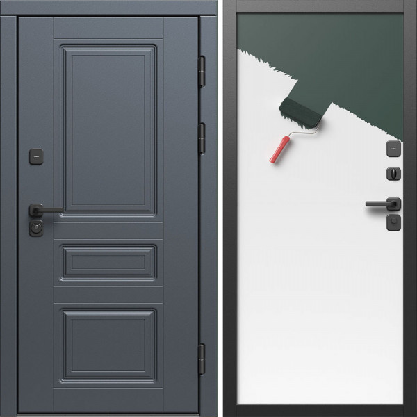 Входная дверь Termo-Door Орегон Графит - Гладкая Панель Под Покраску (грунт)
