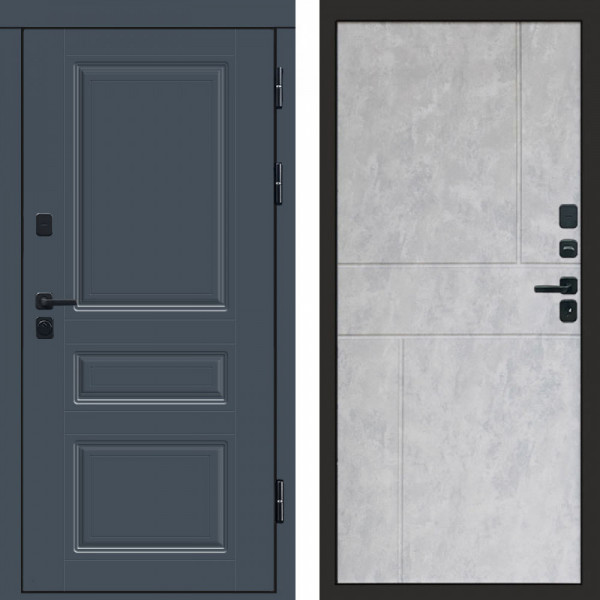 Входная дверь Termo-Door Орегон Графит - Горизонт бетон светлый