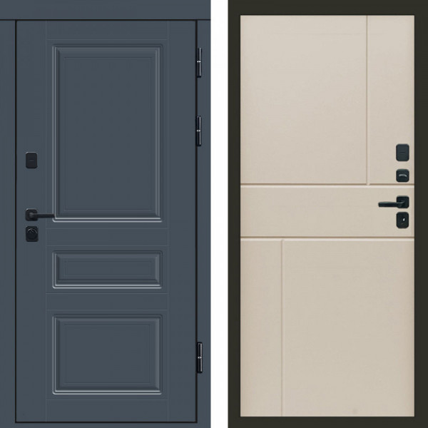 Входная дверь Termo-Door Орегон Графит - Горизонт Слоновая кость