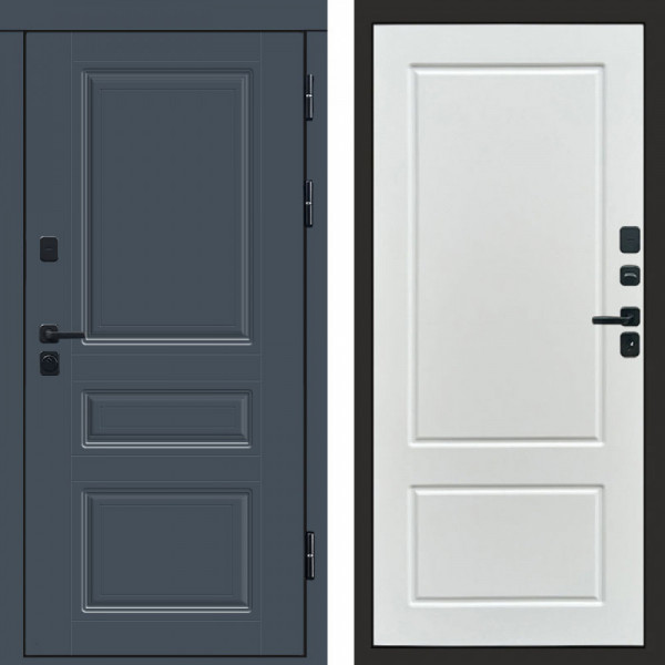 Входная дверь Termo-Door Орегон Графит - Марсель Белый софт