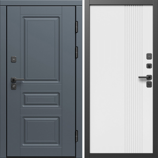 Входная дверь Termo-Door Орегон Графит - Страйп Белый Софт