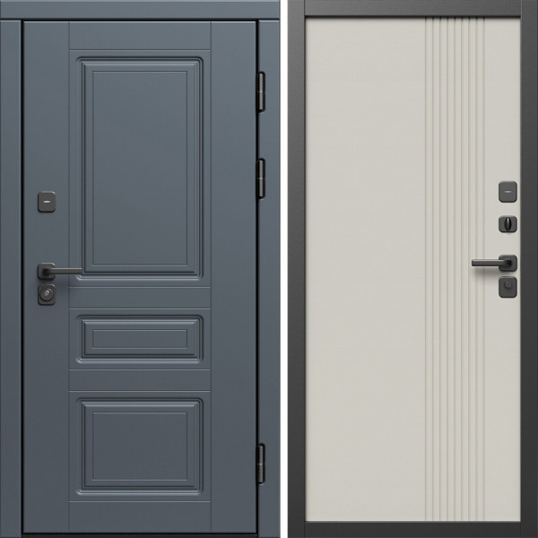Входная дверь Termo-Door Орегон Графит - Страйп Слоновая Кость