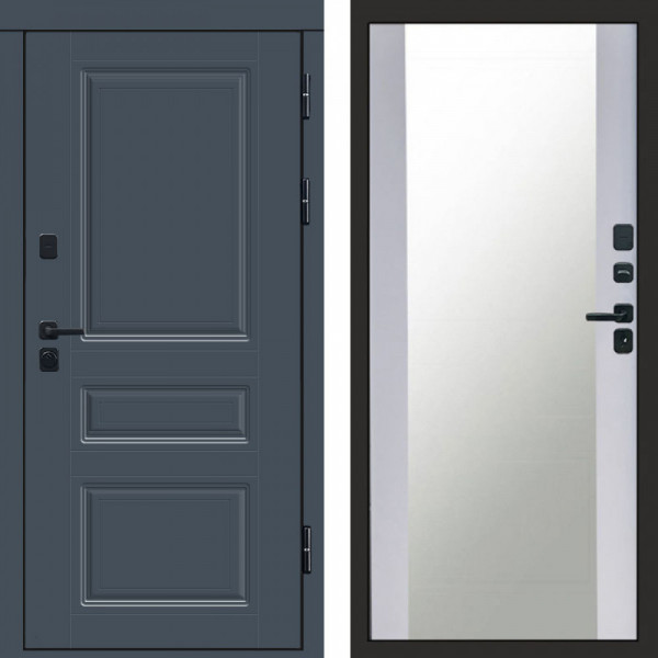 Входная дверь Termo-Door Орегон Графит - Зеркало белый софт