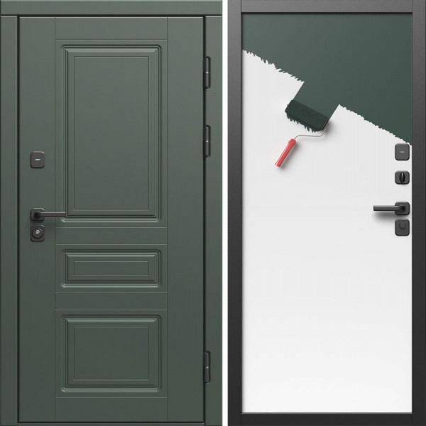 Входная дверь Termo-Door Орегон Грин - Гладкая Панель Под Покраску (грунт)