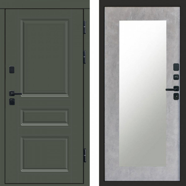 Входная дверь Termo-Door Орегон Грин - Зеркало Триумф бетон светлый