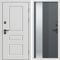 Входная дверь Termo-Door Орегон Вайт - Зеркало Люмис Грей Софт