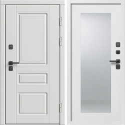 Входная дверь Termo-Door Орегон Вайт - Зеркало Триумф Белый софт