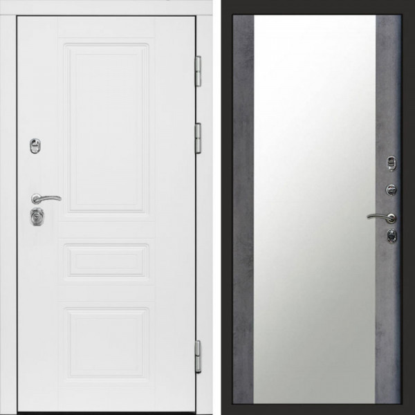 Входная дверь Termo-Door Орегон White - Зеркало бетон темный