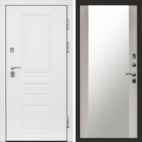 Входная дверь Termo-Door Орегон White - Зеркало лиственница