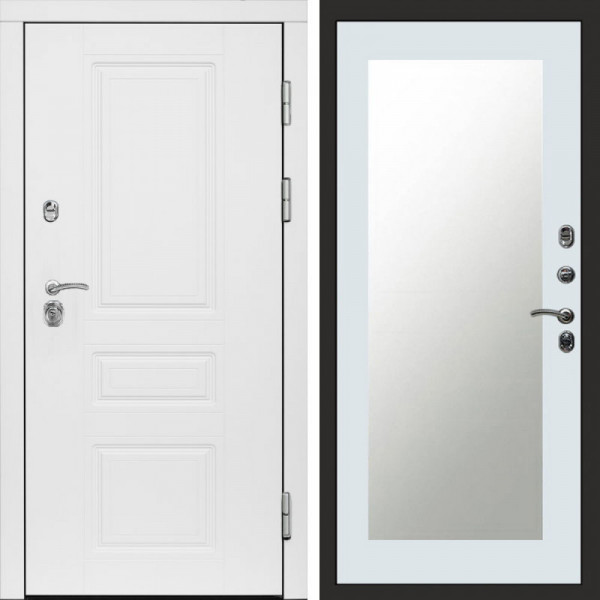 Входная дверь Termo-Door Орегон White - Зеркало Триумф Белый софт