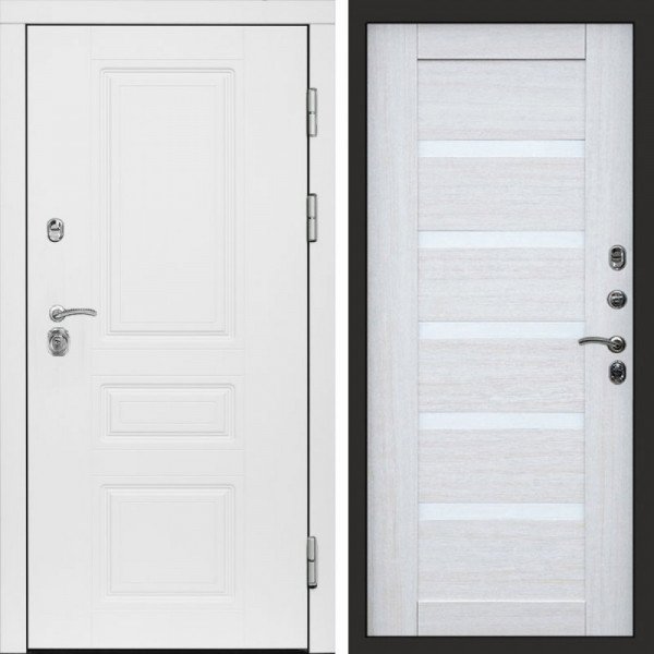 Входная дверь Termo-Door Орегон White - Зеркало Триумф Царга лиственница 4500 / 5500