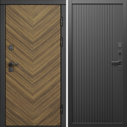 Входная дверь Termo-Door Плаза Орех Елочка - Флэт Черный кварц