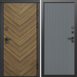 Входная дверь Termo-Door Плаза Орех Елочка - Флэт Grey софт