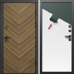Входная дверь Termo-Door Плаза Орех Елочка - Гладкая Панель Под Покраску (грунт)
