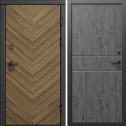 Входная дверь Termo-Door Плаза Орех Елочка - Горизонт бетон темный