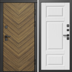 Входная дверь Termo-Door Плаза Орех Елочка - Лион Белый софт