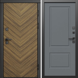 Входная дверь Termo-Door Плаза Орех Елочка - Нео Классика Грей Софт