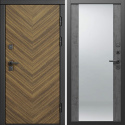 Входная дверь Termo-Door Плаза Орех Елочка - Зеркало бетон темный