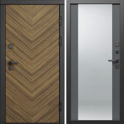 Входная дверь Termo-Door Плаза Орех Елочка - Зеркало Grey Софт