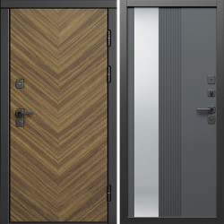 Входная дверь Termo-Door Плаза Орех Елочка - Зеркало Люмис Грей Софт