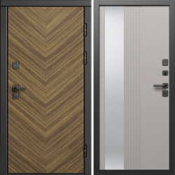 Входная дверь Termo-Door Плаза Орех Елочка - Зеркало Люмис Капучино