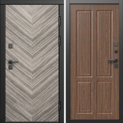 Входная дверь Termo-Door Плаза Серая Елочка - Без серии Орех стандарт