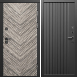 Входная дверь Termo-Door Плаза Серая Елочка - Флэт Черный кварц