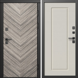 Входная дверь Termo-Door Плаза Серая Елочка - Гранд Слоновая кость