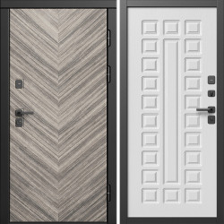 Входная дверь Termo-Door Плаза Серая Елочка - Престиж белое дерево