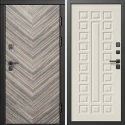 Входная дверь Termo-Door Плаза Серая Елочка - Престиж бежевый матовый