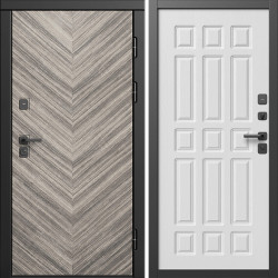 Входная дверь Termo-Door Плаза Серая Елочка - Спарта белое дерево